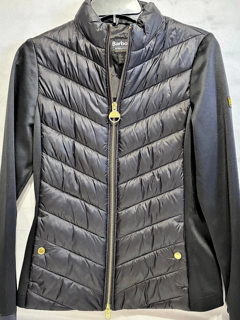 Barbour Hargate Jacket Womens 8 Black Full Zip Quilted, Fitted, Street Wear